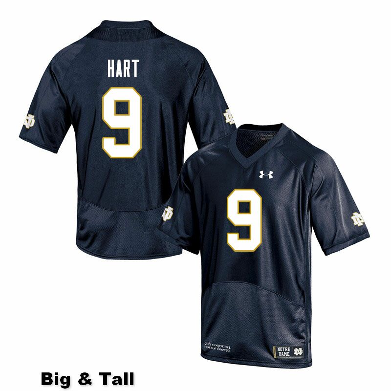 Men's NCAA Notre Dame Fighting Irish #9 Cam Hart Stitched College Under Armour Authentic Navy Big & Tall Football Jersey JL10C16IH